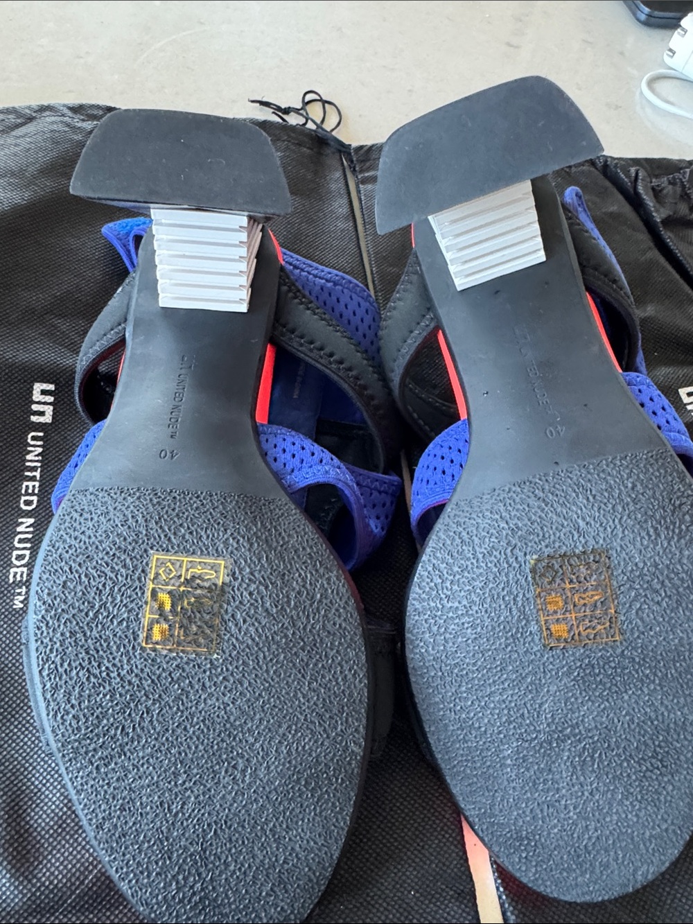 United Nude Blue and Red Open-Toe Block Heel Sandals by - Picture 2 of 10
